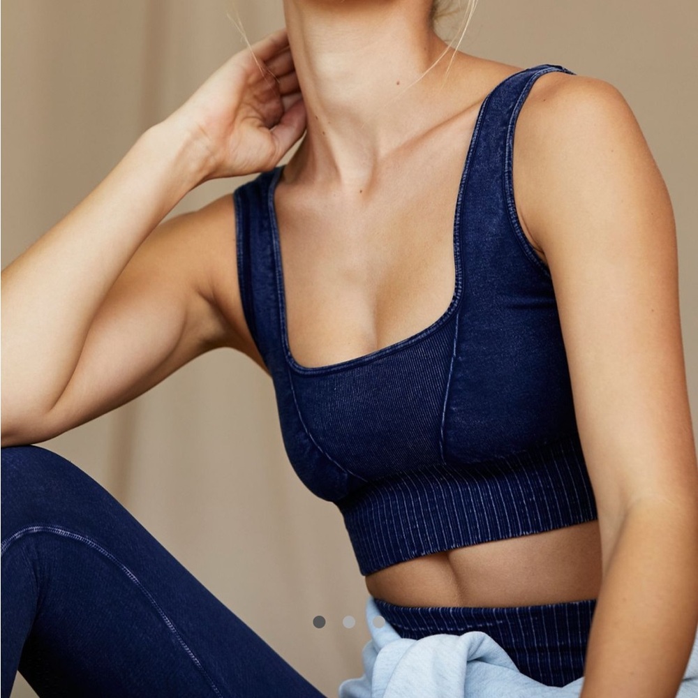 Free People Good Karma Square Neck Bra, Deepest Navy